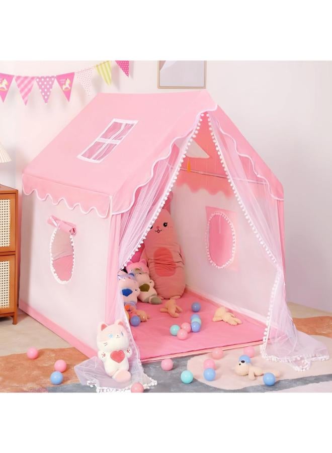 Kids Princess Castle Playhouse Tent – Foldable Indoor & Outdoor Play Tent (Pink) - Image 2